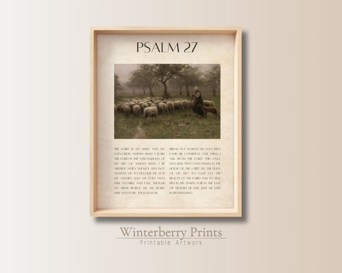 Psalm 27 Wall Art Psalm 27 Print Bible Verse Wall Art Christian Wall Art Scripture Wall Art Bible Verse Print Christian Home Decor