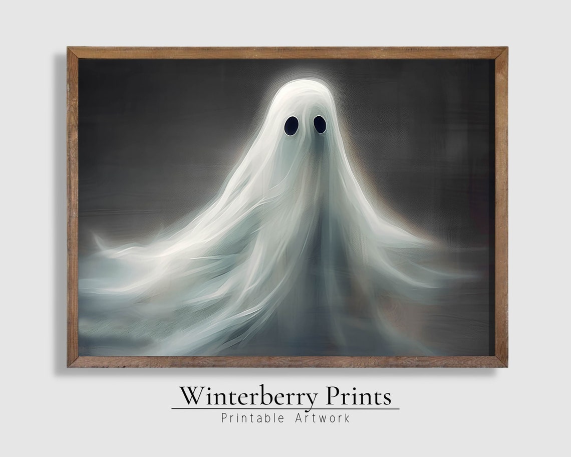 Ethereal White Ghost Glowing Dark Haunting Halloween Wall Poster - Image 5