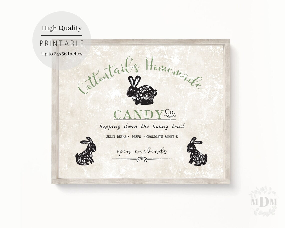 Cottontails Homemade Candy Co Easter Bunny Farmhouse Sign Poster - Image 2