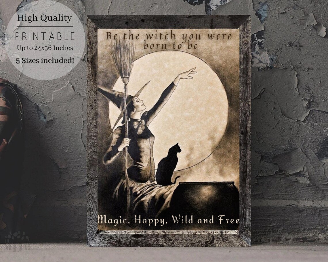 Halloween Witch Vintage Poster, Antique Book Page - Image 5