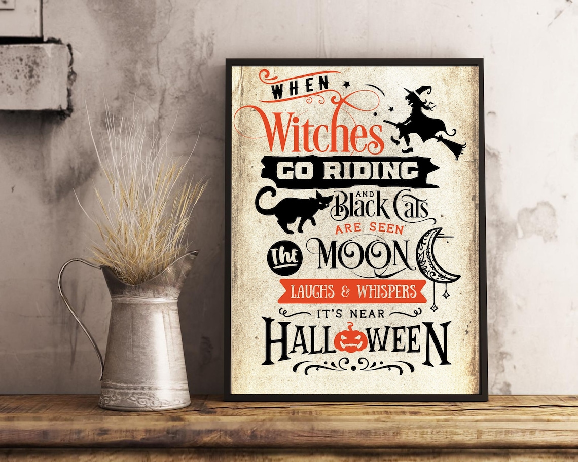 Halloween Book Page Print, Vintage Halloween Decor