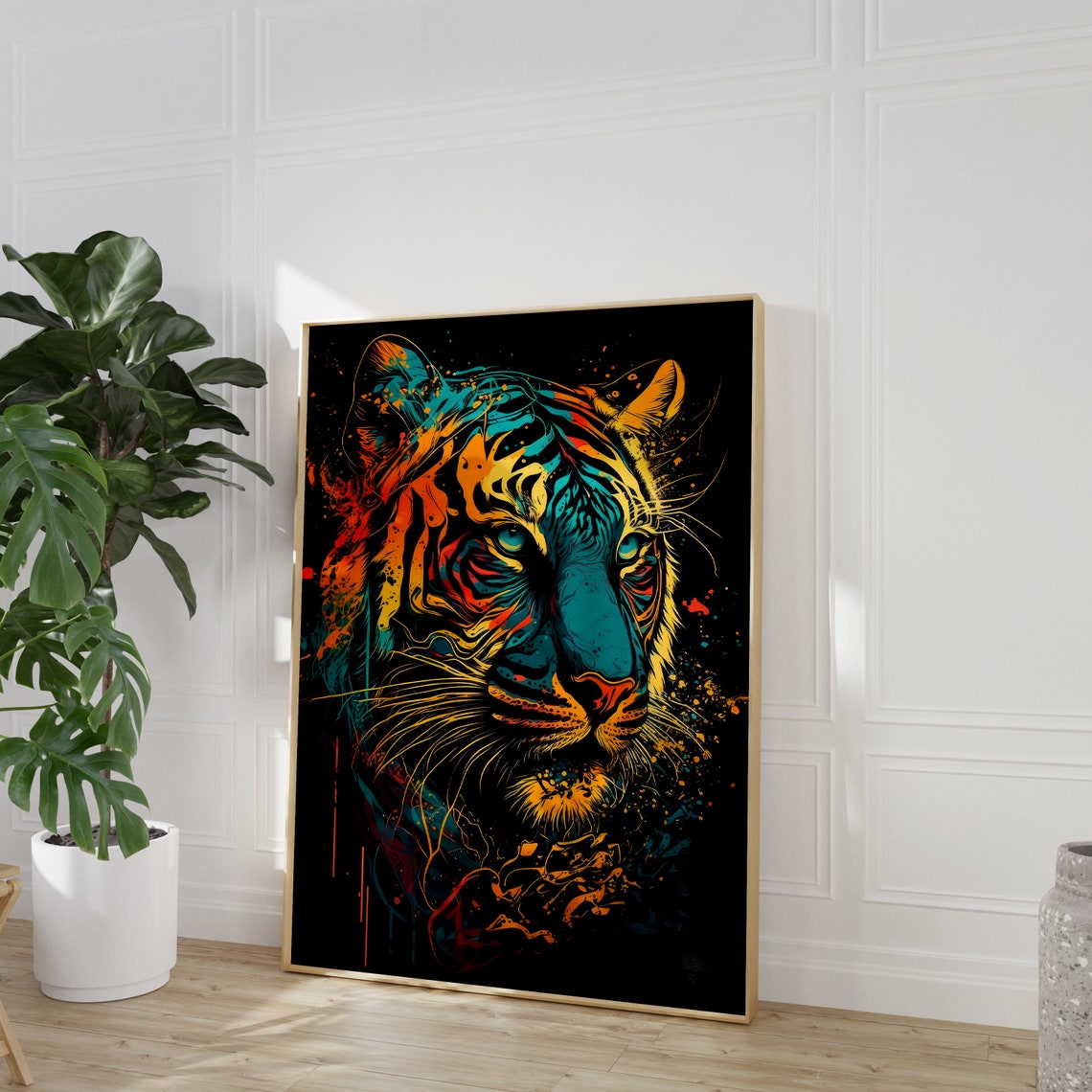 Modern Colorful Tiger Poster Minimalist Artwork Prints Jungle Wildlife Art Deco - Image 2