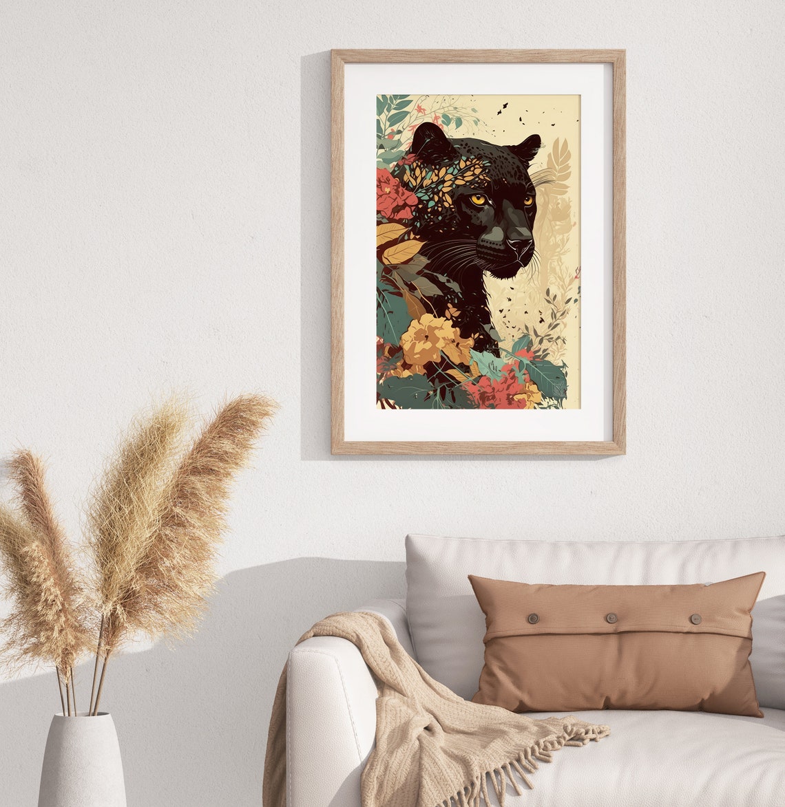Modern Black Jaguar Poster Minimalist Jungle Artwork Prints Rainforest Art Deco - Image 3