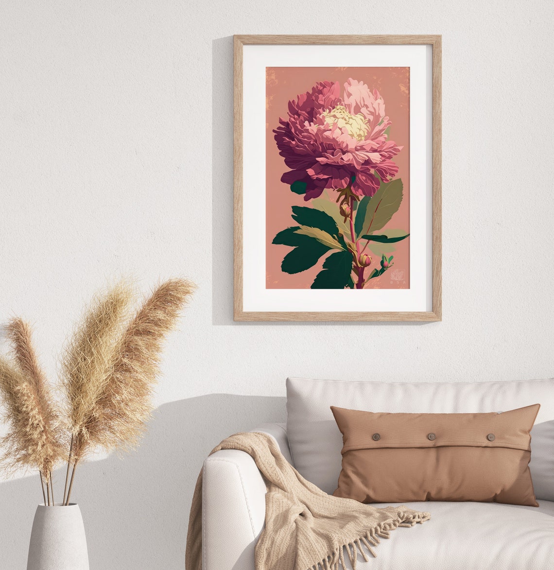 Dreamy Pink Peony With Layered Petals Soft Rose Ground Poster - Image 3