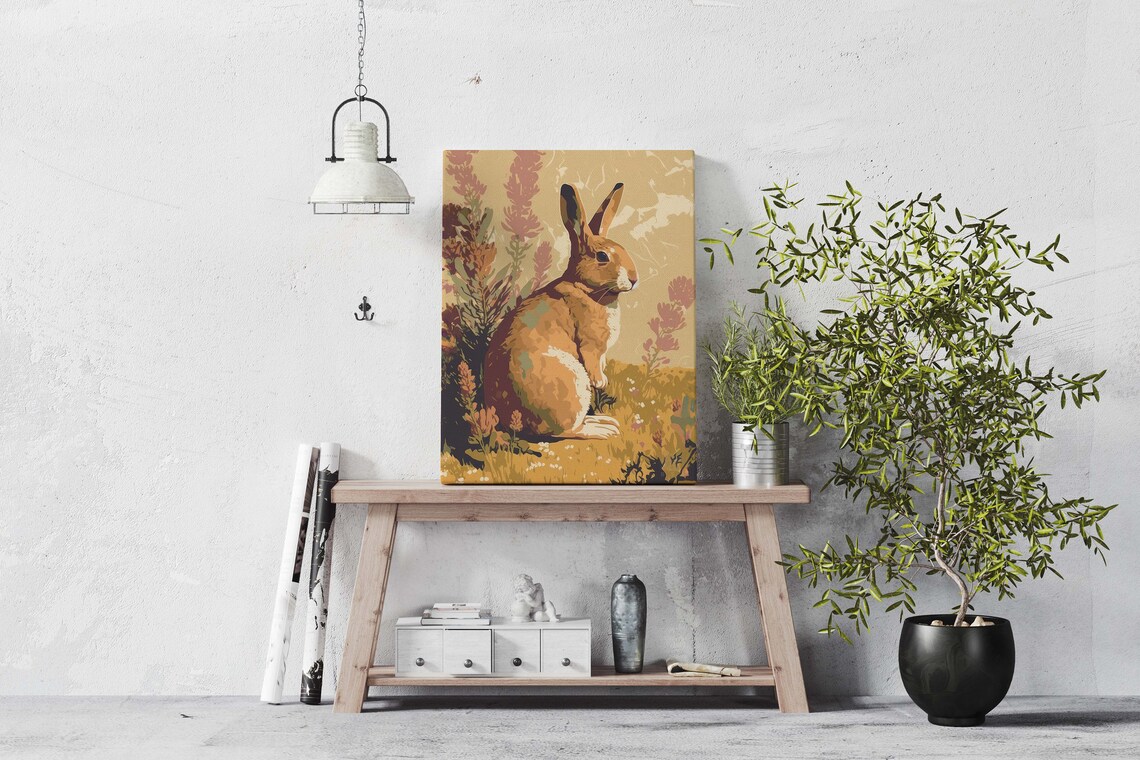Brown Bunny Rabbit Resting in Golden Wildflower Meadow Poster - Image 2