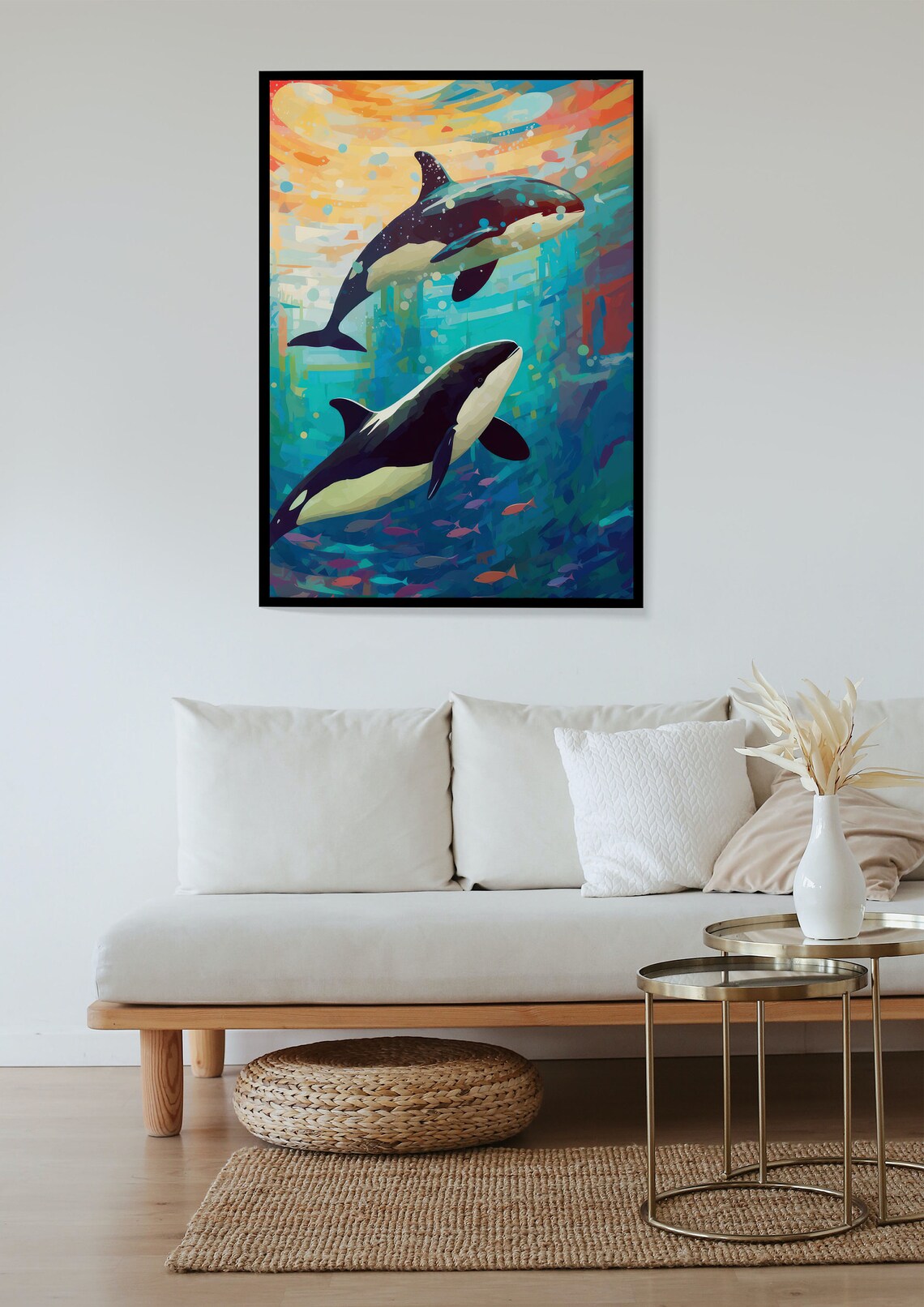 Modern Orca Whale Poster Minimalist Artwork Prints Alaska Cabin Art Deco - Image 3