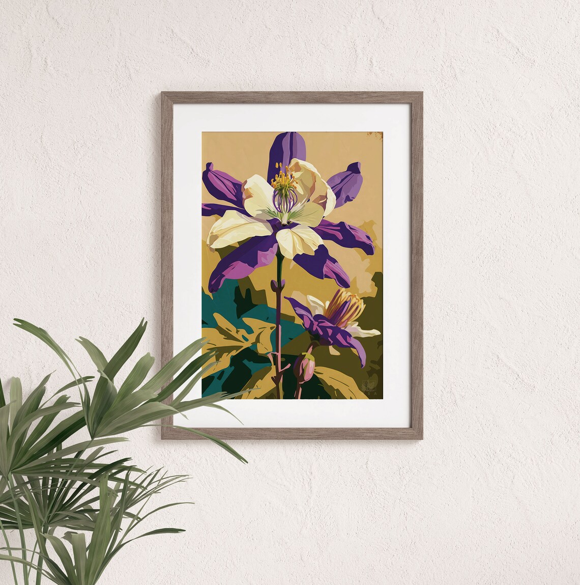 Colorado Blue Columbine Wildflower Golden Alpine Meadow Art Poster - Image 3