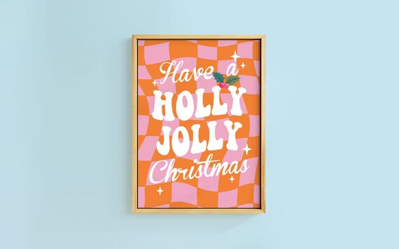 Have A Holly Jolly Christmas Retro Checkerboard Holiday Poster