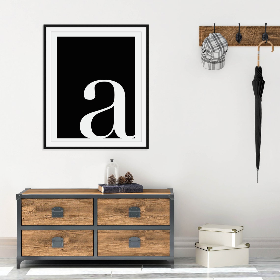 Lowercase A Serif Monogram Letter Black and White Minimalist Poster - Image 2