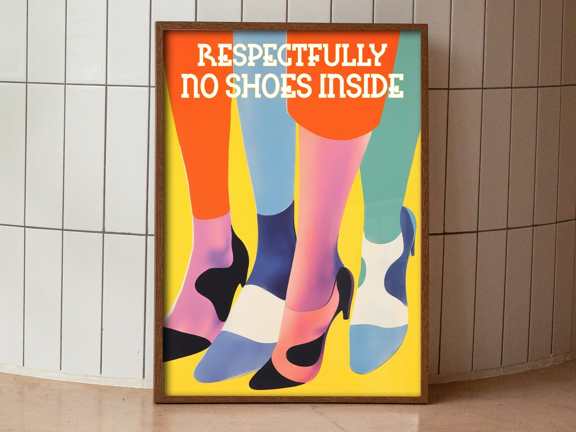 No Shoes Inside Print, Retro 70s Entryway Poster - Image 3
