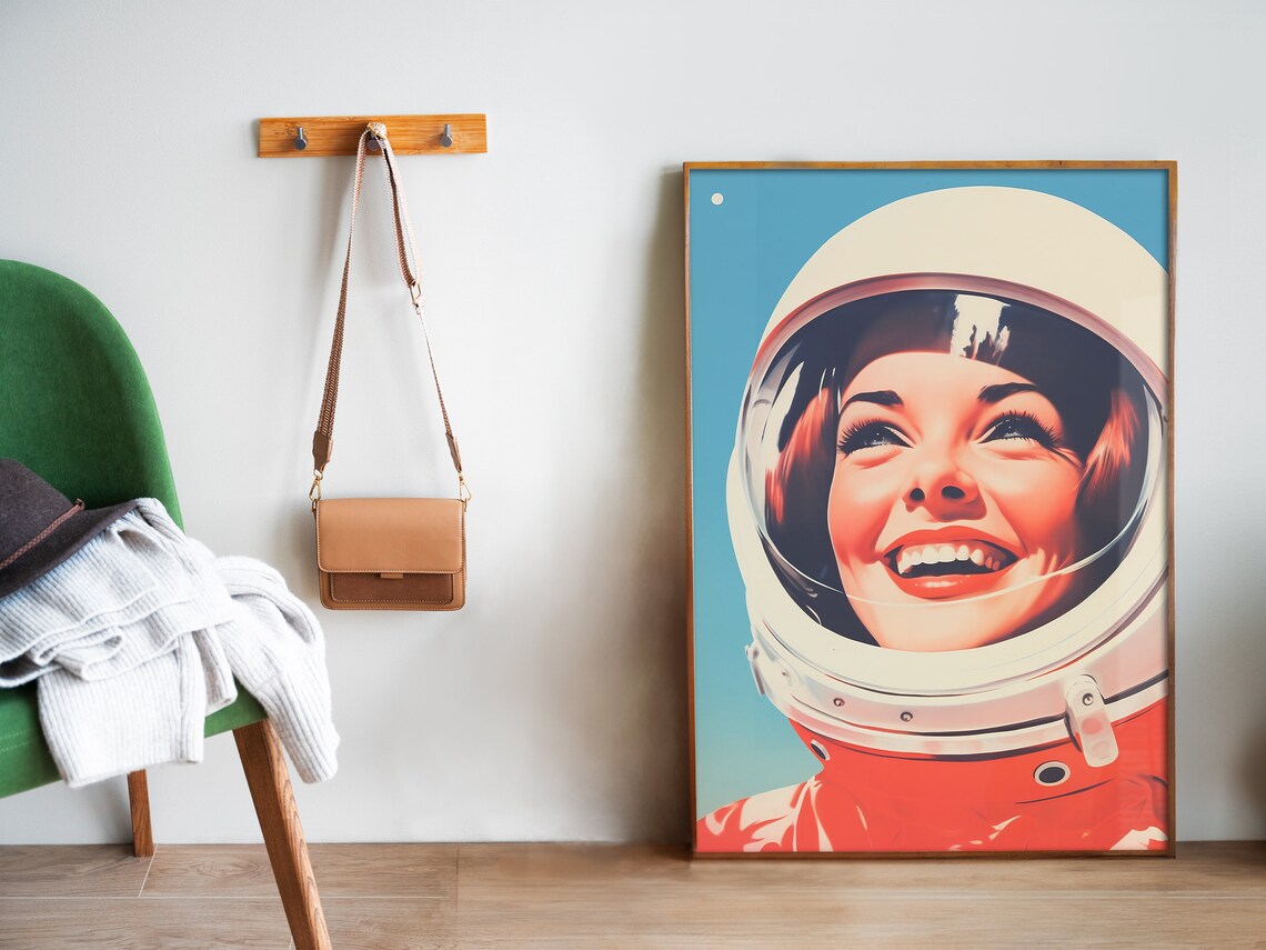 Retro Female Astronaut, Vintage Space Travel Poster - Image 5