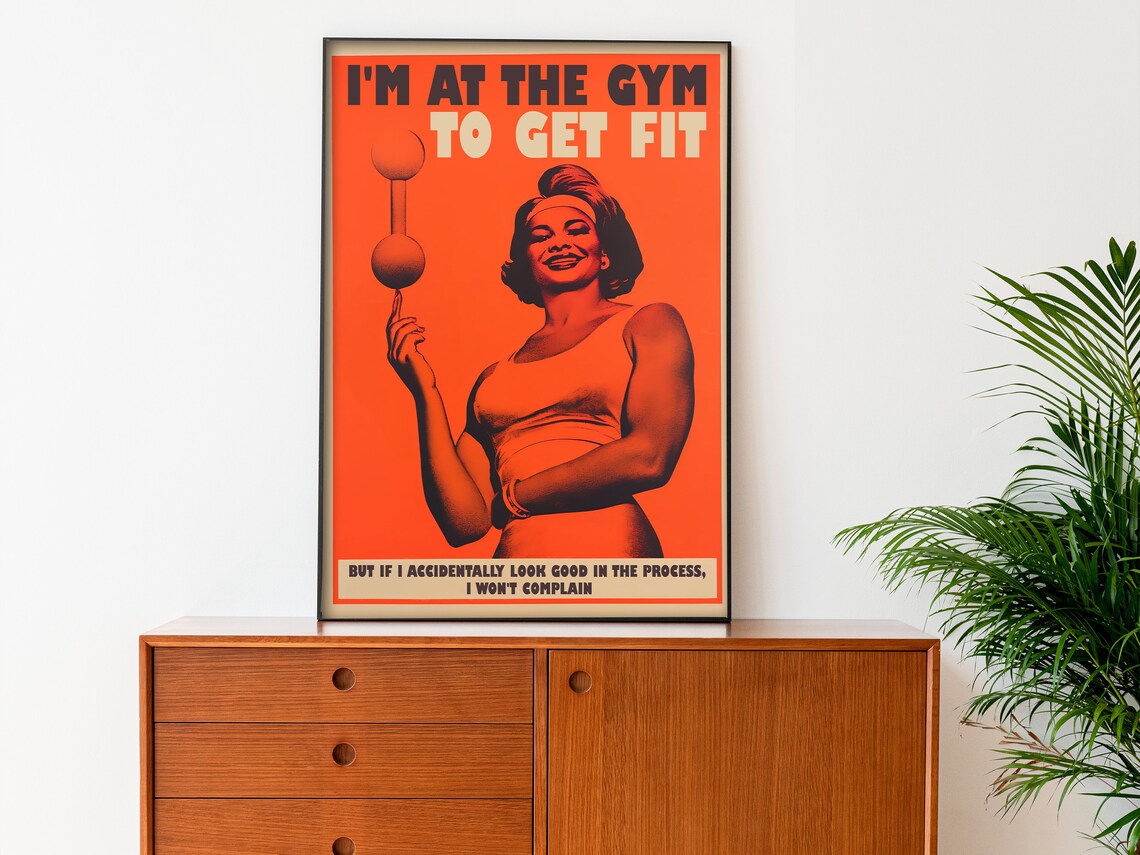 Gym Motivation Retro Fitness Girl Art Print - Image 3
