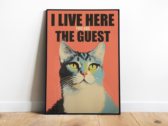 Funny Cat Maximalist Bathroom Art Print