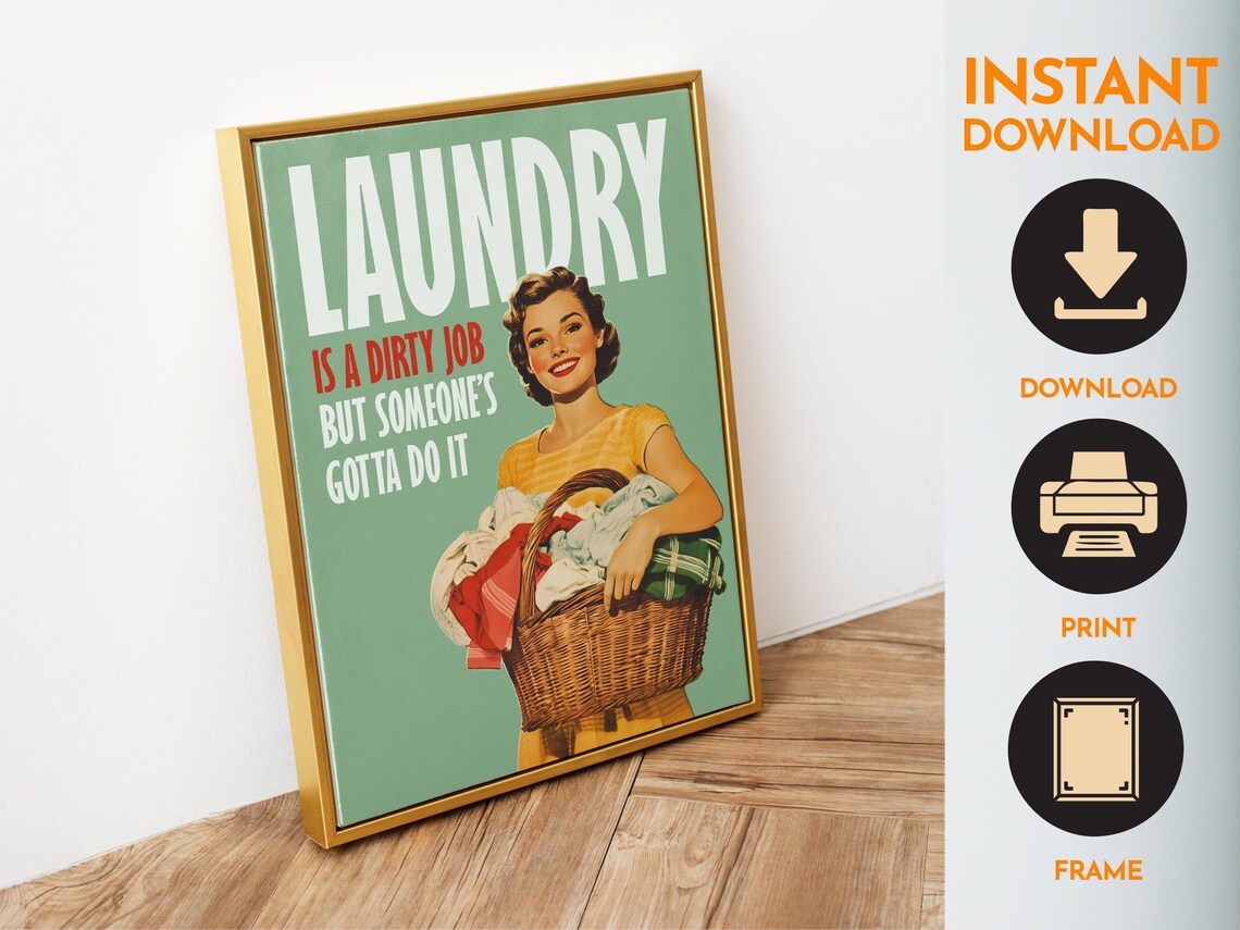 Funny Laundry Retro Housewife Quote Art Print - Image 6