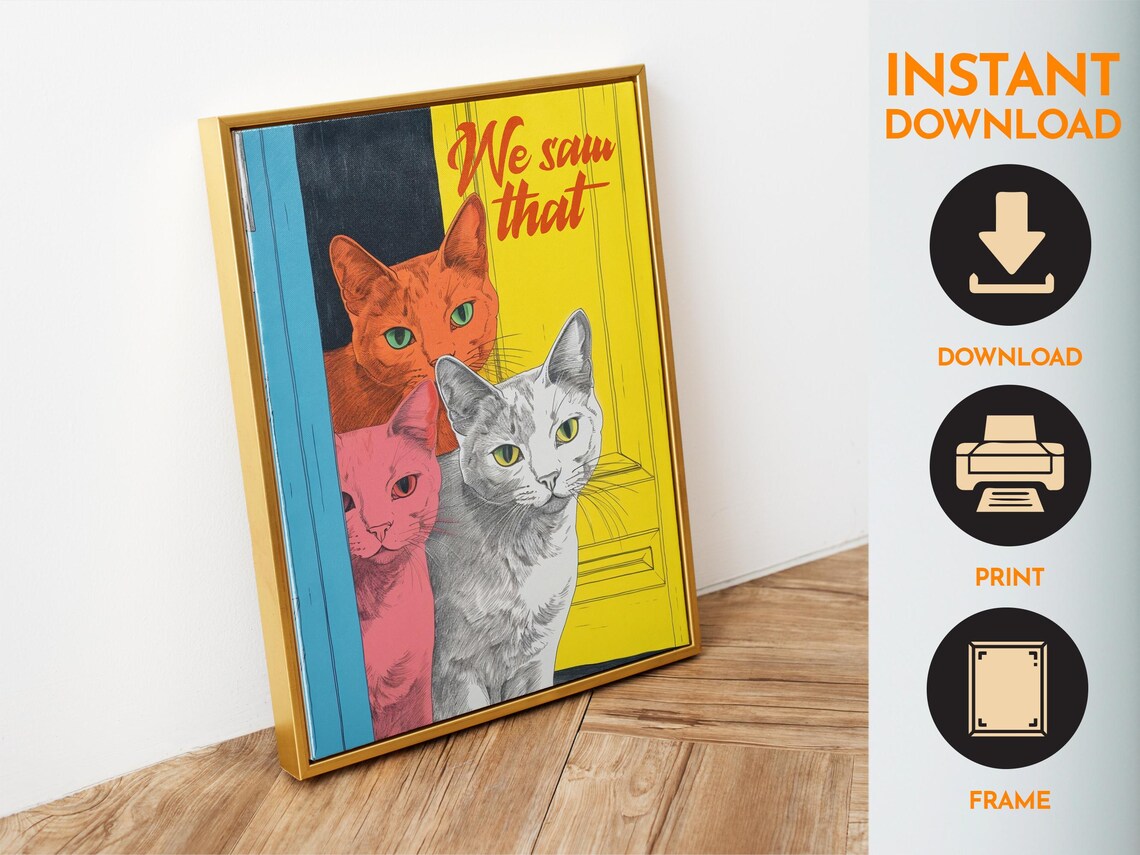 Funny Cat Bathroom Wall Art Poster Print - Image 6