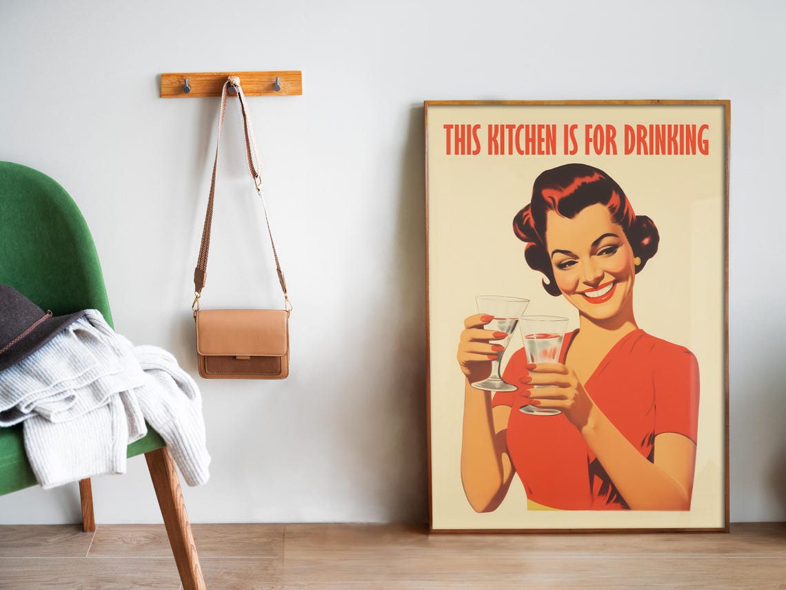 This Kitchen Is For Drinking Retro Cocktail Housewife Poster - Image 5