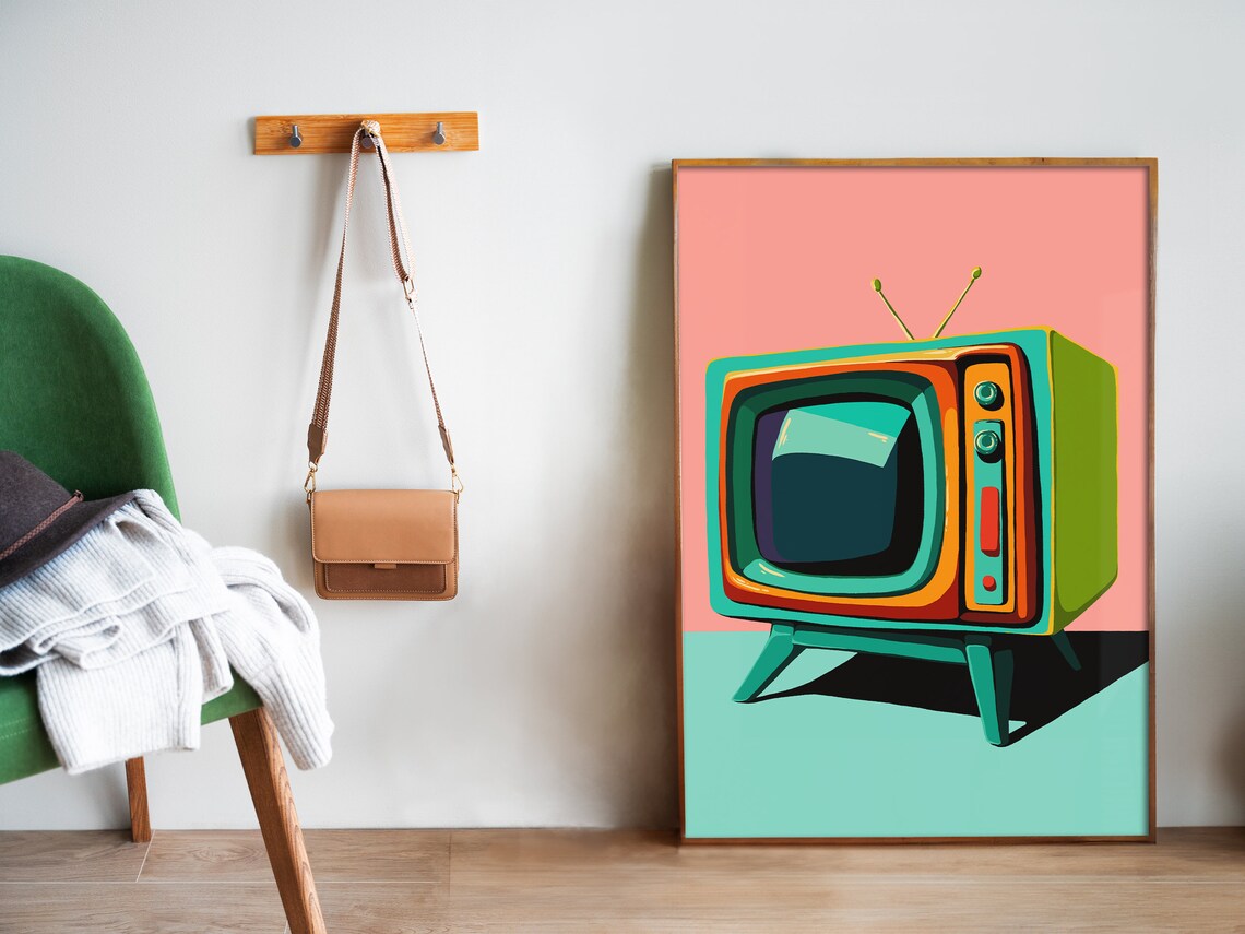 Vintage TV Set Print, Mid-Century Retro Wall Art - Image 5