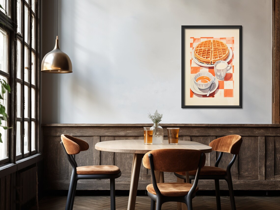 Retro Morning Breakfast Waffle Art Print, Kitchen Decor - Image 4