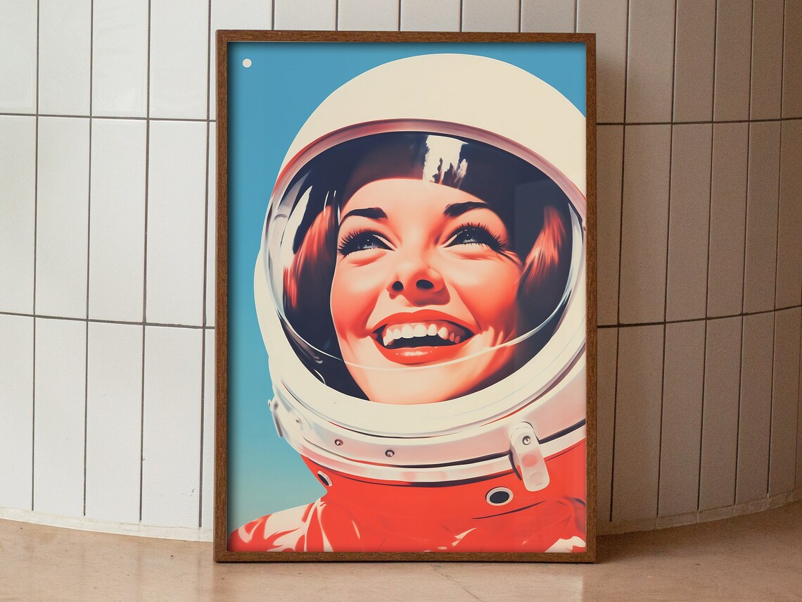 Retro Female Astronaut, Vintage Space Travel Poster - Image 4