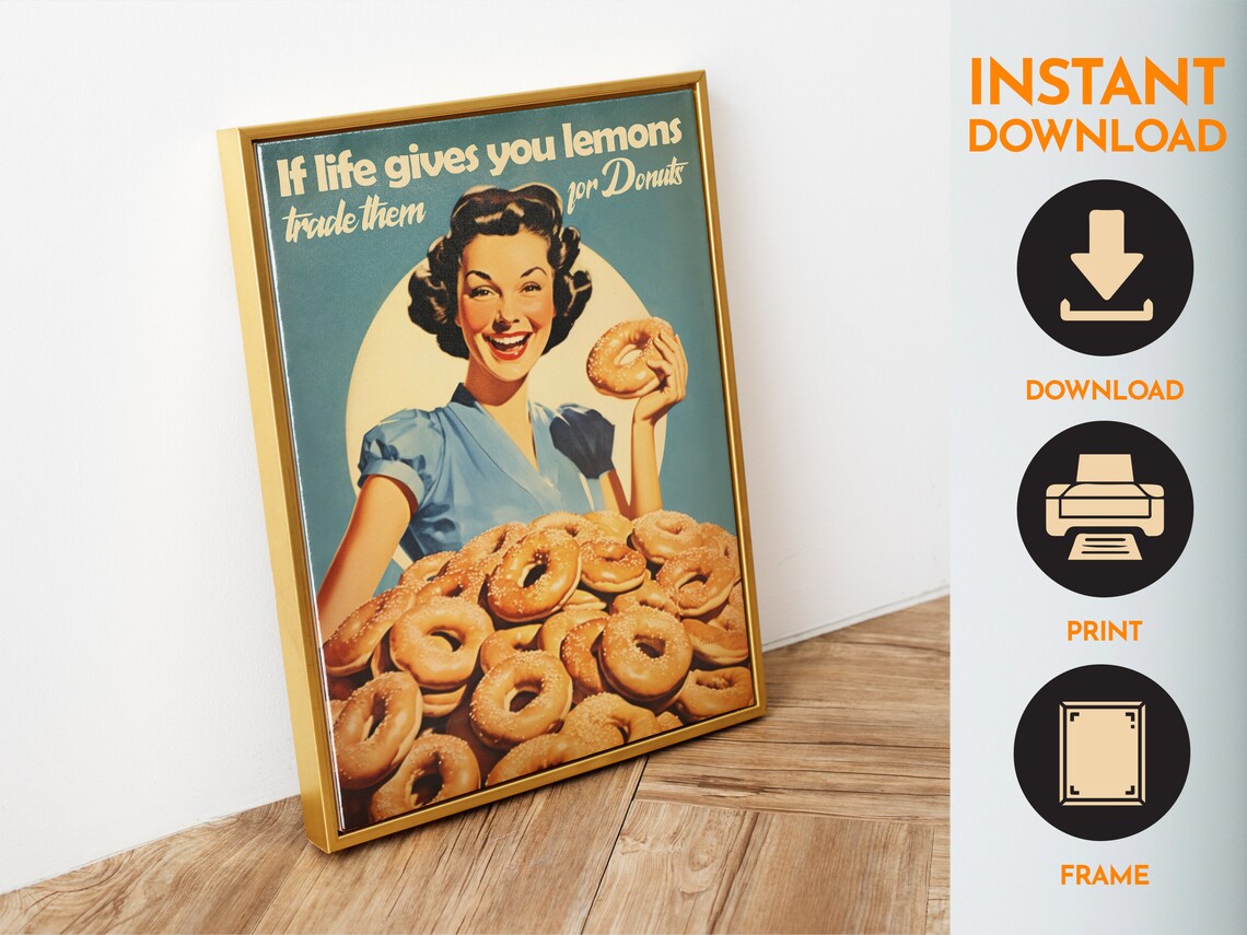 Retro Doughnut Kitchen Art Print, 50s Style - Image 6