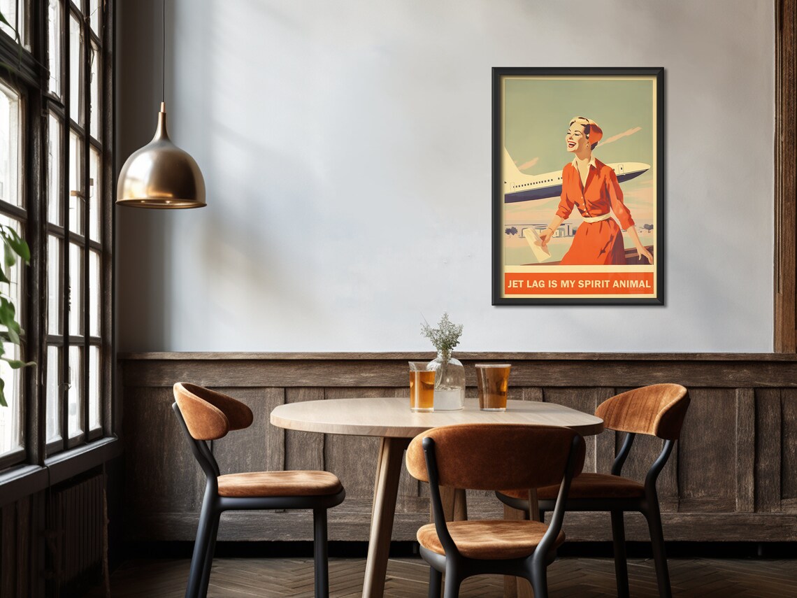 Retro Travel Poster Print, Flight Attendant Gift