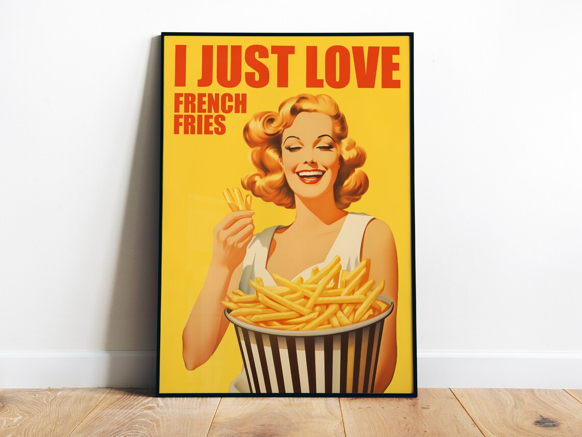 I Love French Fries Retro Kitchen Art Print