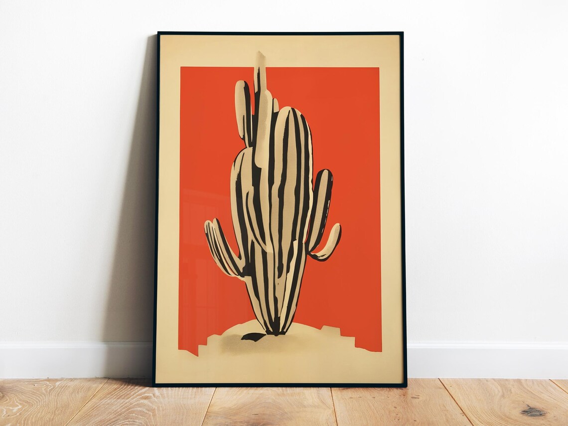 Cactus Boho Vintage Botanical Art Poster