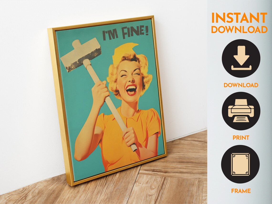 Funny Retro Maximalist Happy Housewife Poster Print - Image 4