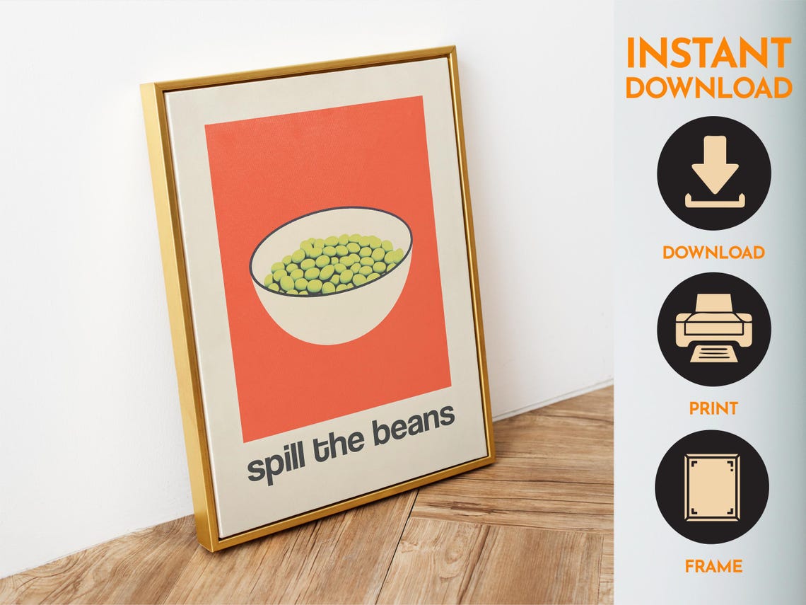 Spill The Beans Bowl Of Green Beans Mid Century Kitchen Poster - Image 6