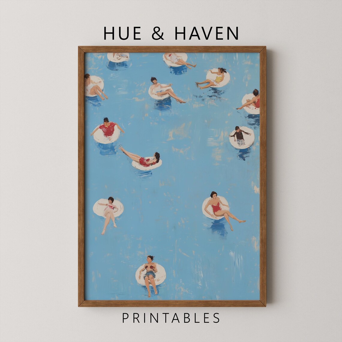 Summer Pool Tiny People Swimming Art Print