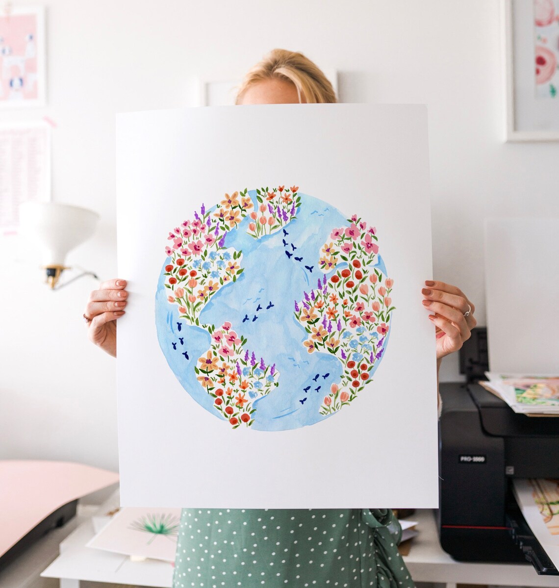 Blue Planet Art Print, Botanical Earth Day Decor - Image 2