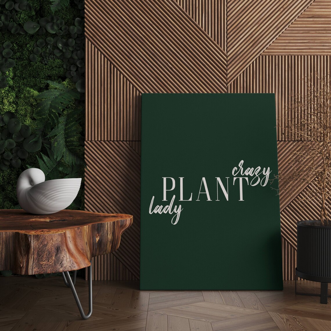 Crazy Plant Lady Funny Houseplant Quote Bold Dark Green Wall Art - Image 3