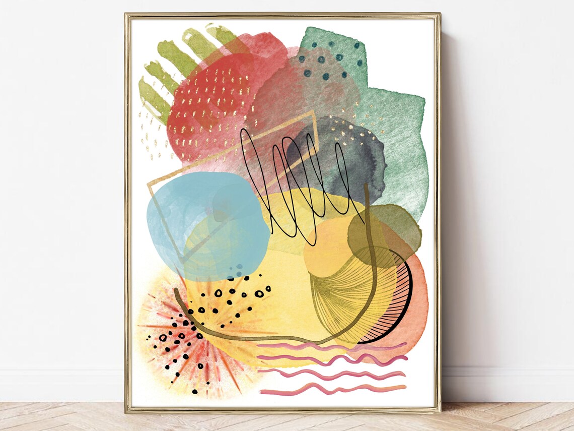 Abstract Maximalist Art Print, Colorful Decor