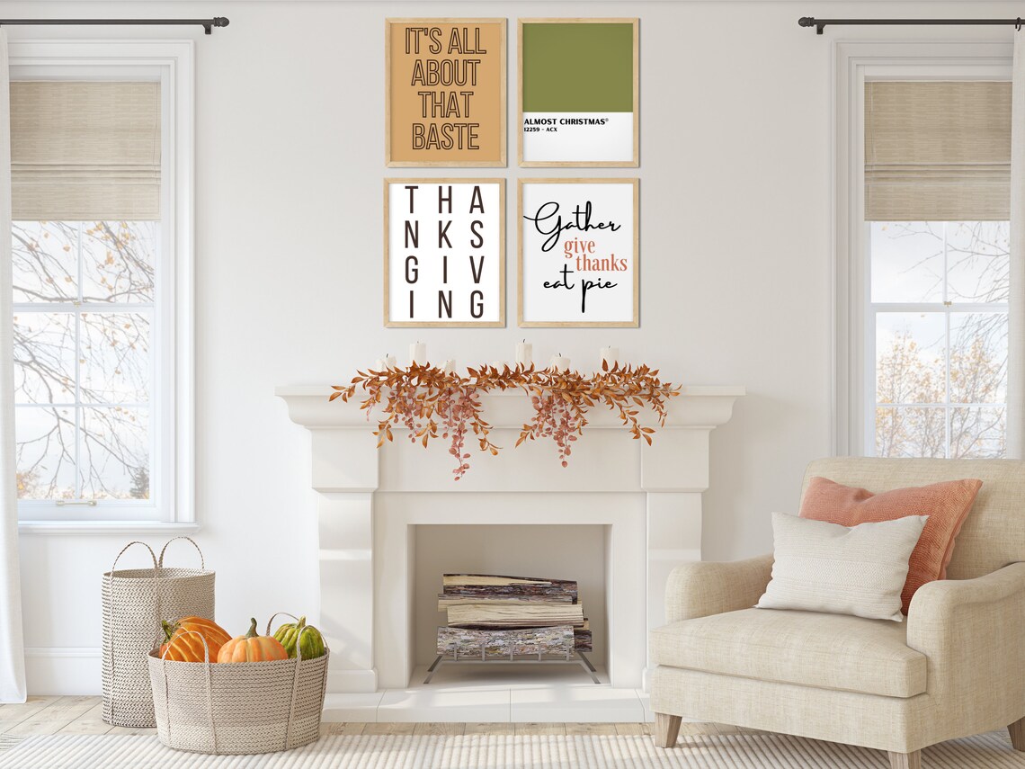 Thanksgiving Gather Give Thanks Eat Pie Poster Print - Image 2