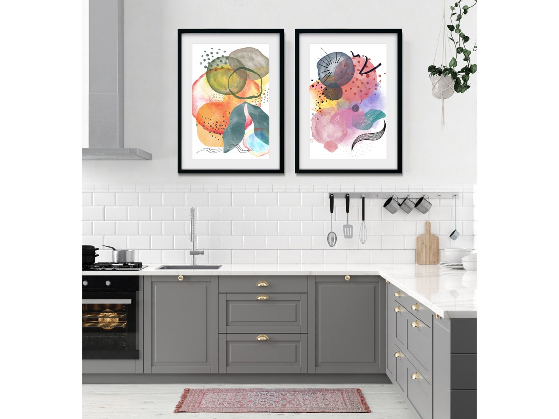 Earthy Abstract Watercolor Leaves Warm Modern Boho Wall Poster - Image 2