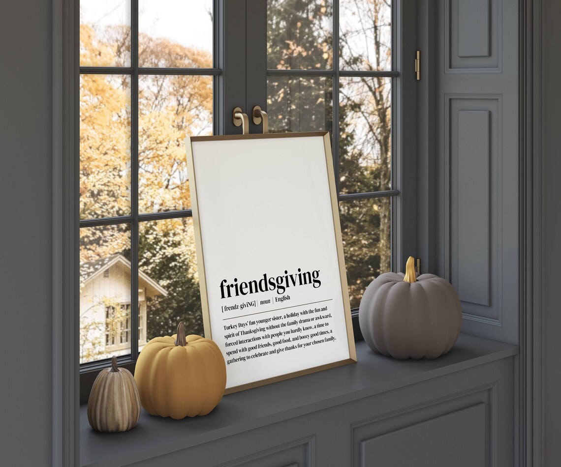 Friendsgiving Definition Dictionary Art Thanksgiving Party Poster - Image 3