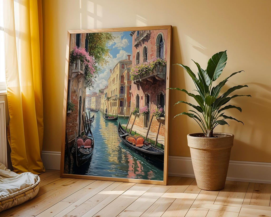 Venice Gondolas Golden Afternoon Canal Romantic Italy Scene Poster