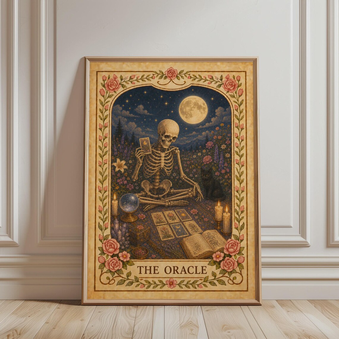 Oracle Tarot Card Print, Witchy Botanical Vintage Poster