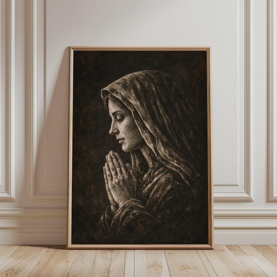 Christian Wall Art Vintage Mary Print Praying Holy Mother Religious Poster For Catholic Home Decor