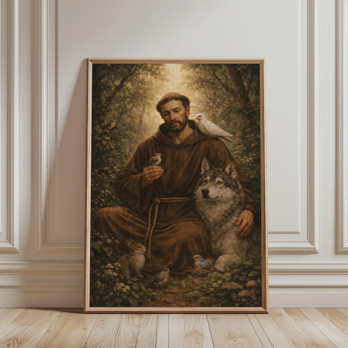 Saint Francis Of Assisi With Wolf Art Print