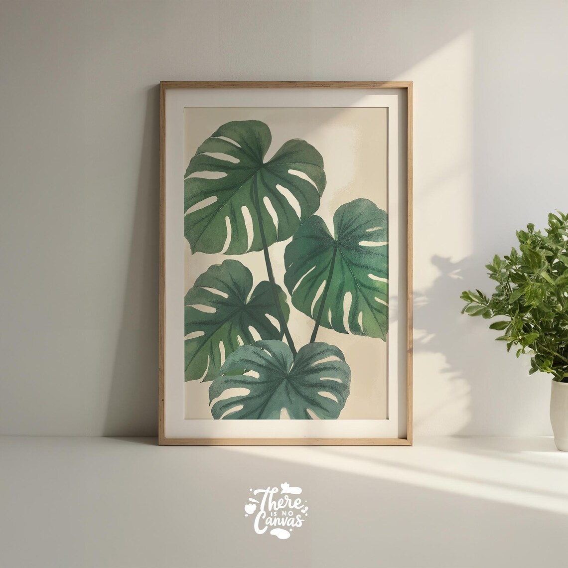 Monstera Leaf Print Abstract Watercolor Botanical Art