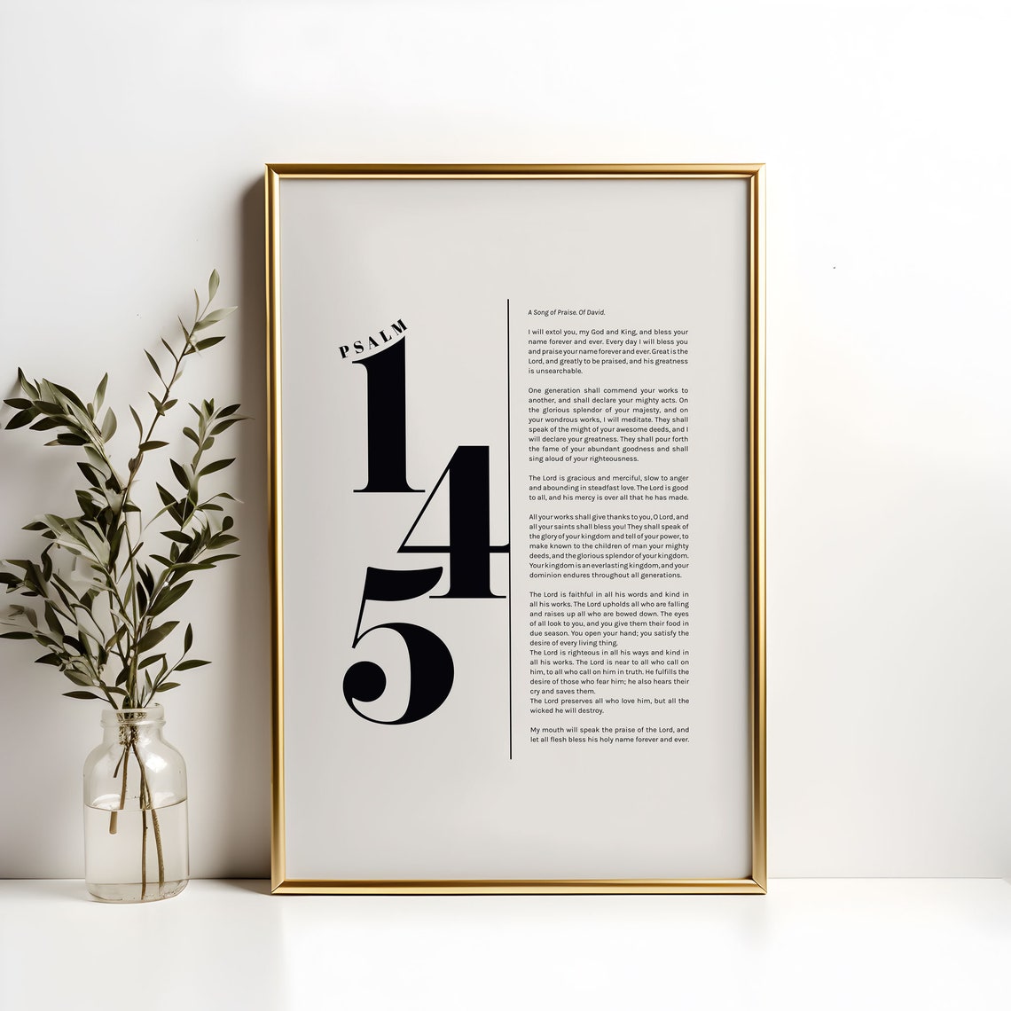 Psalm 145 Full Chapter Bold Black Numeral Typography Bible Poster - Image 6