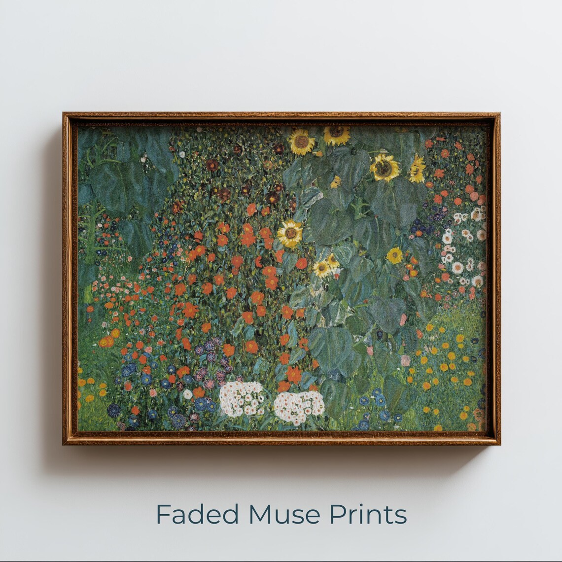 Lush Sunflower Garden Vintage Botanical Floral Painting Warm Cottage Wall Poster
