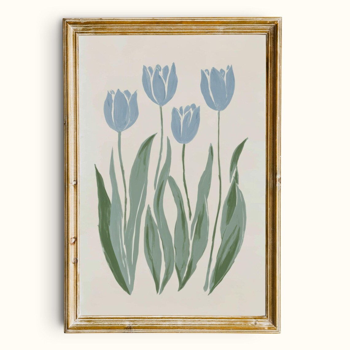 Soft Blue Tulips Printable Wall Art Minimalist Floral Decor Digital Download