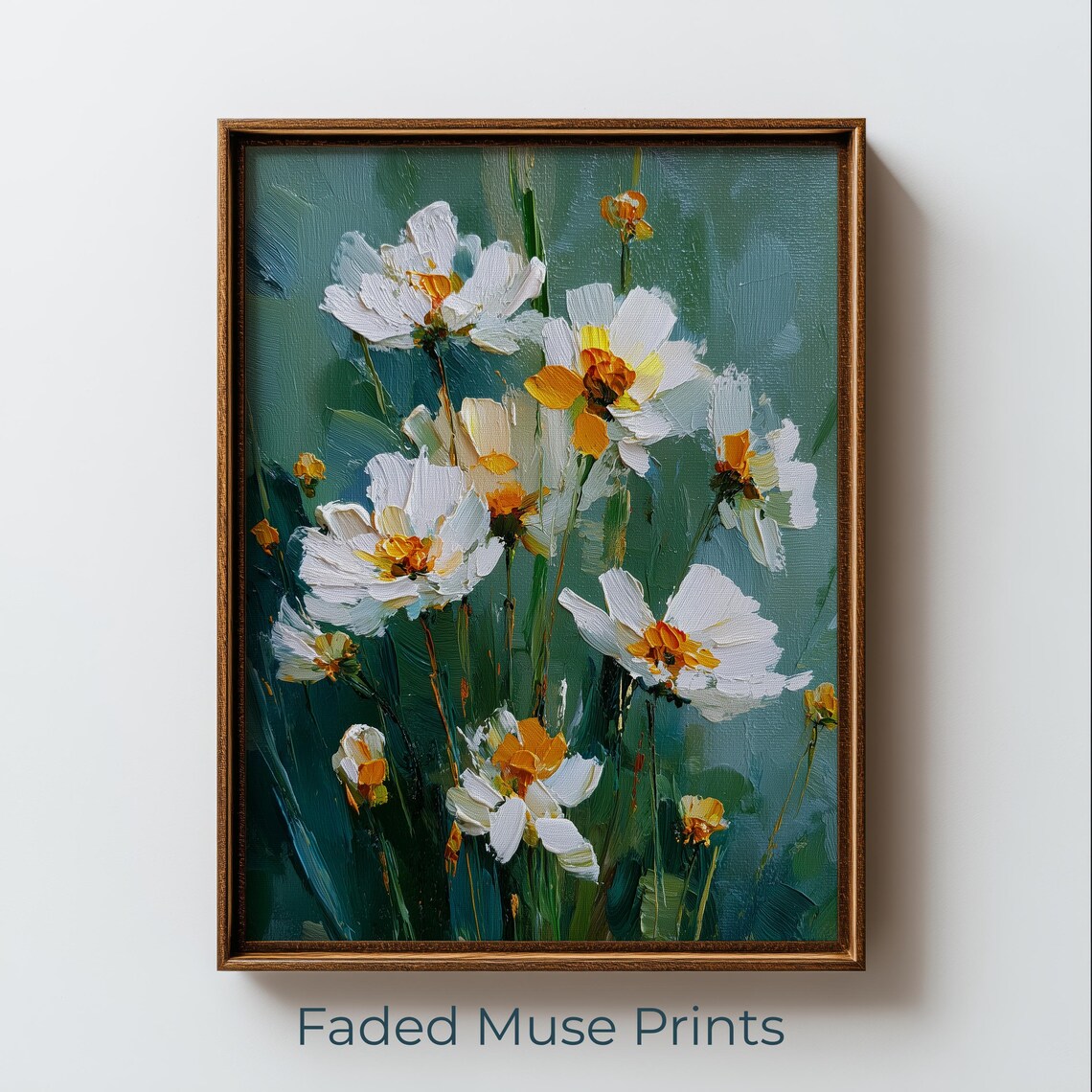 Impressionist Floral Painting, White Garden Flowers
