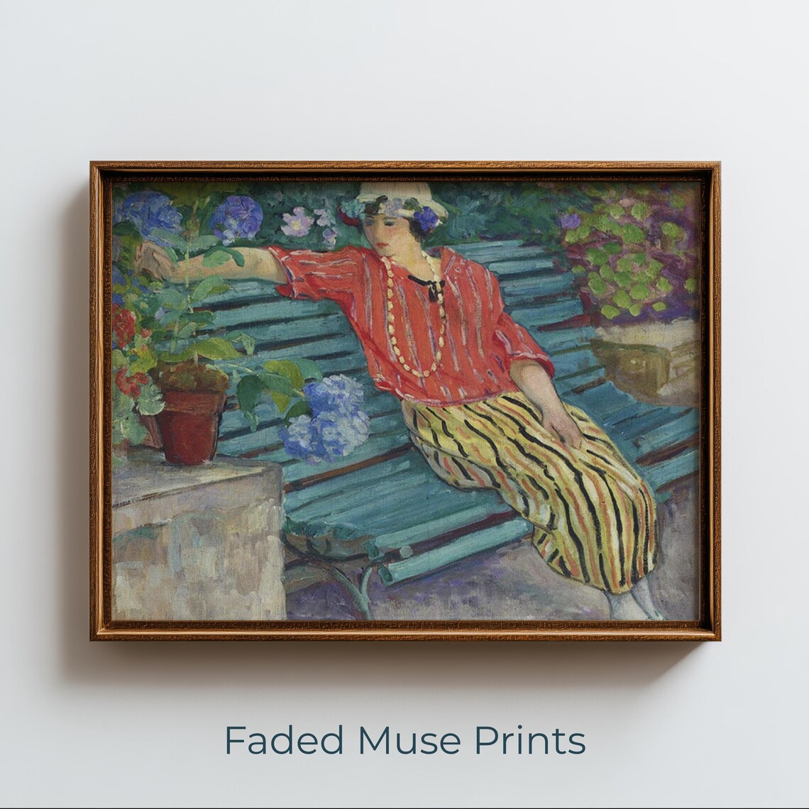 Young Woman In Garden, Impressionist Art Print