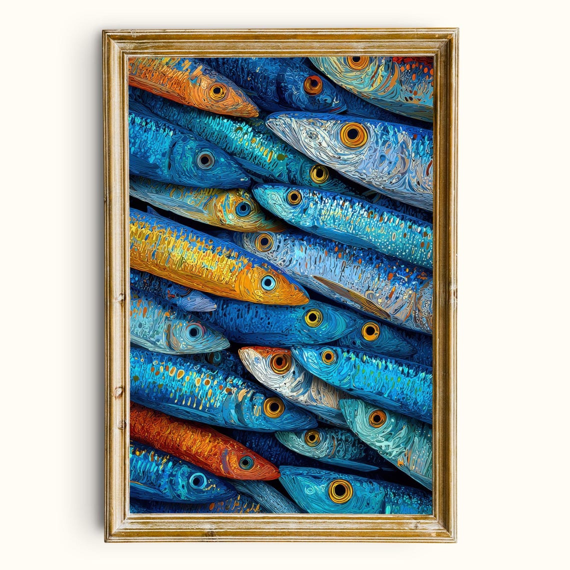 Vibrant School Of Fish Printable Wall Art Coastal Kitchen Decor Digital Download