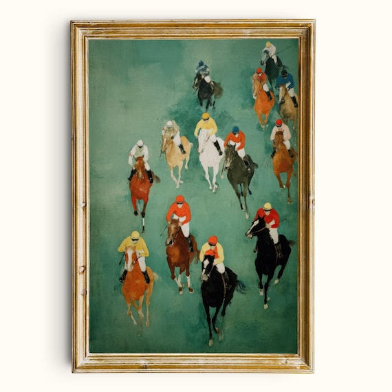 Vintage Horse Racing Print Jockey And Racehorses Sporting Art Digital Download