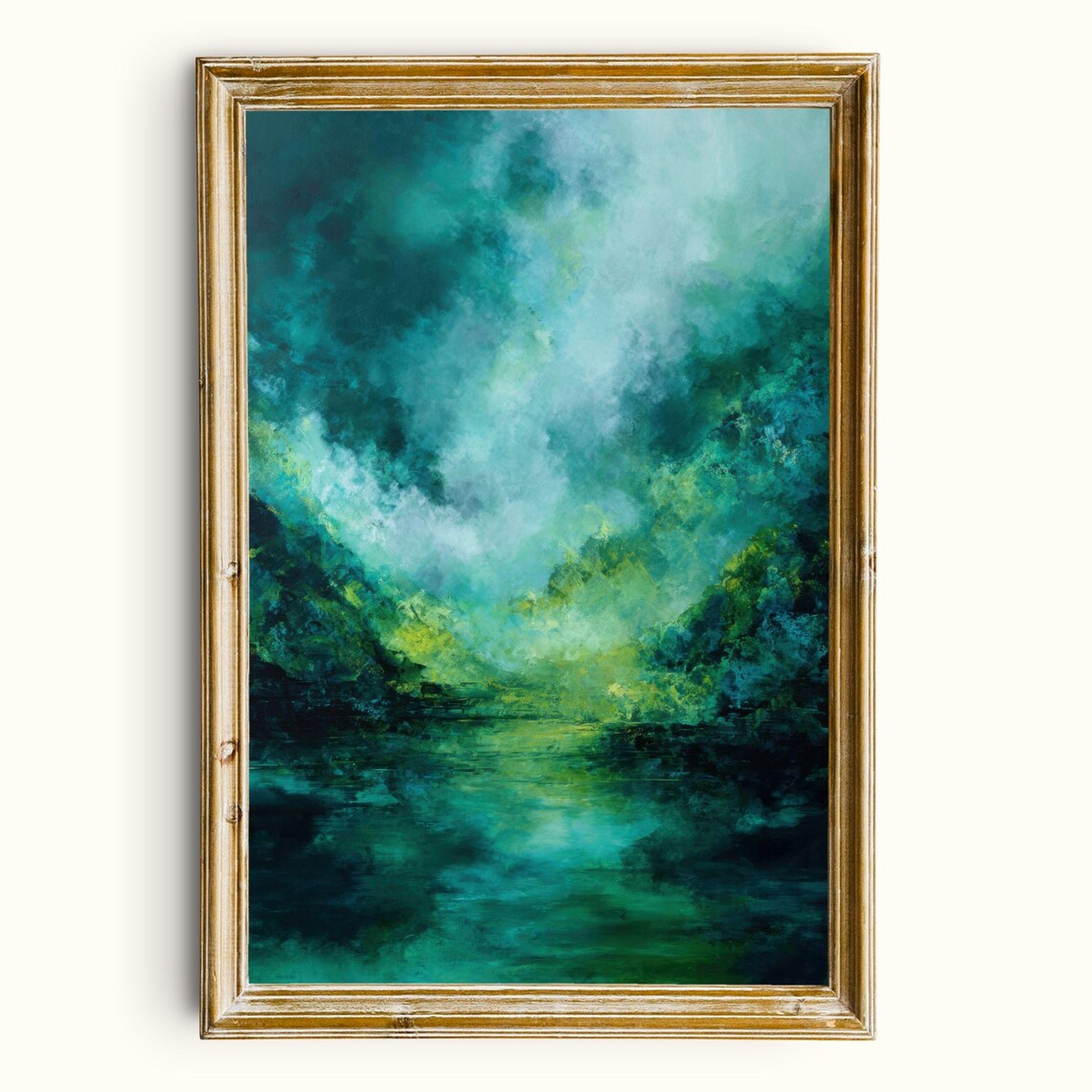 Emerald Green Abstract Landscape Vintage Botanical Impressionist Art Print
