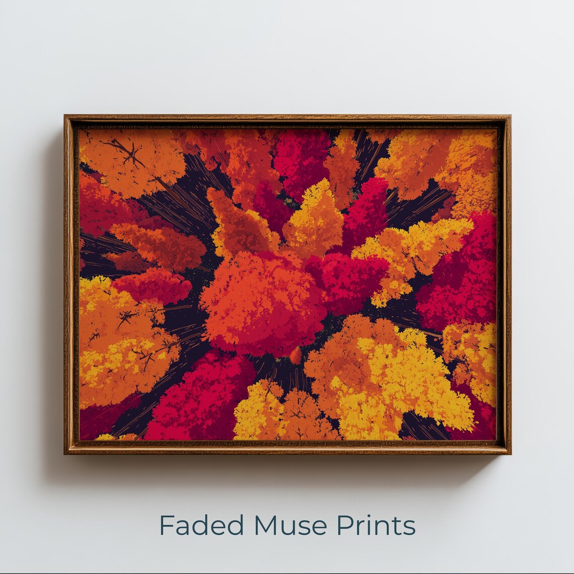 Autumn Forest Canopy, Bold Graphic Aerial Art Print
